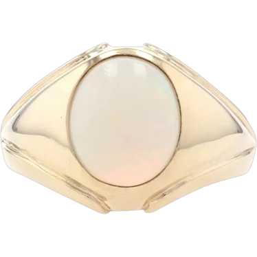 Yellow Gold Opal Men's Ring - 10k Oval Cabochon 2… - image 1