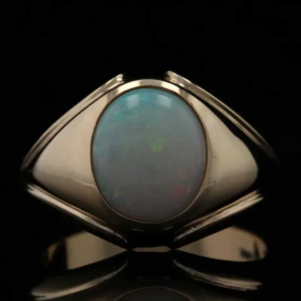 Yellow Gold Opal Men's Ring - 10k Oval Cabochon 2… - image 2