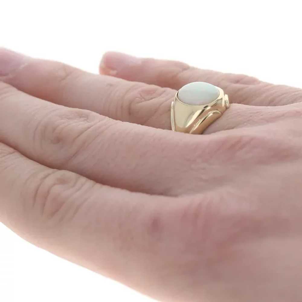 Yellow Gold Opal Men's Ring - 10k Oval Cabochon 2… - image 5