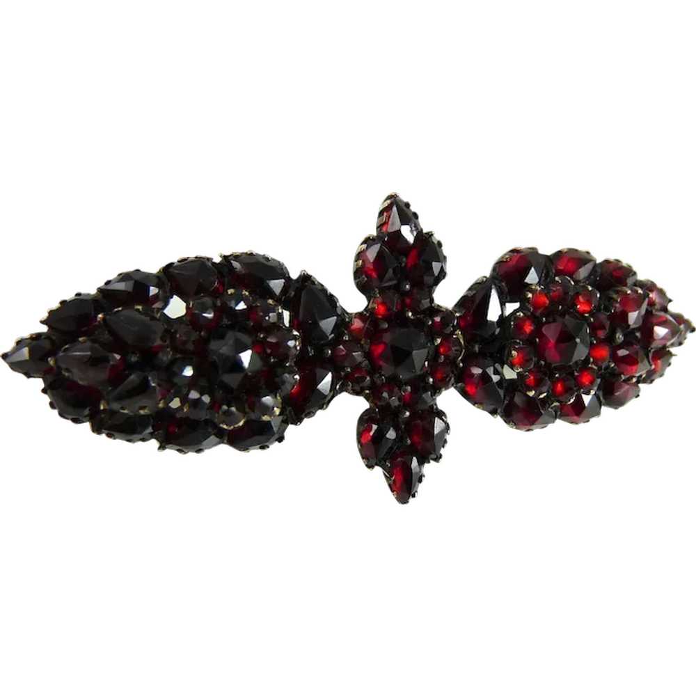 Antique Victorian Bohemian Garnet Rose Gold Pin - image 1