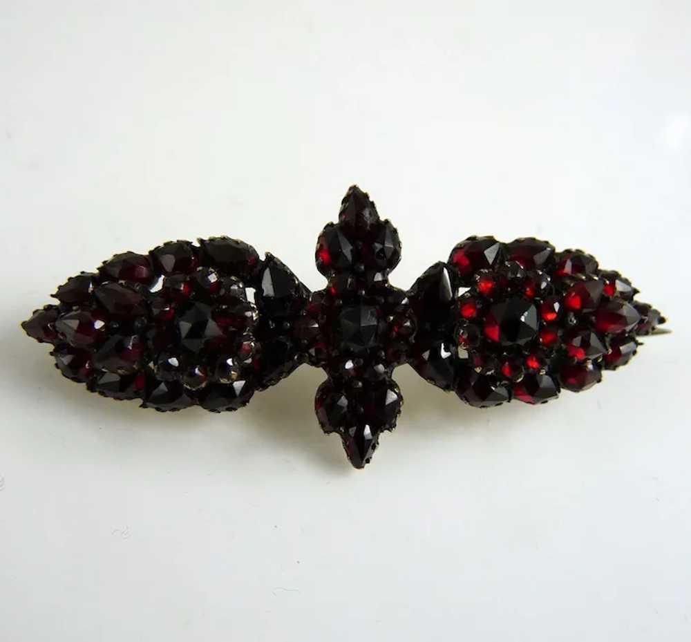 Antique Victorian Bohemian Garnet Rose Gold Pin - image 2