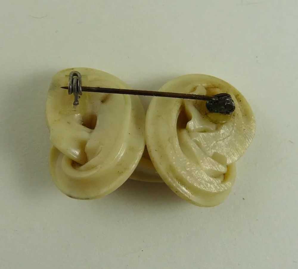 Vintage Art Deco Celluloid and Rhinestone Knot Pin - image 2