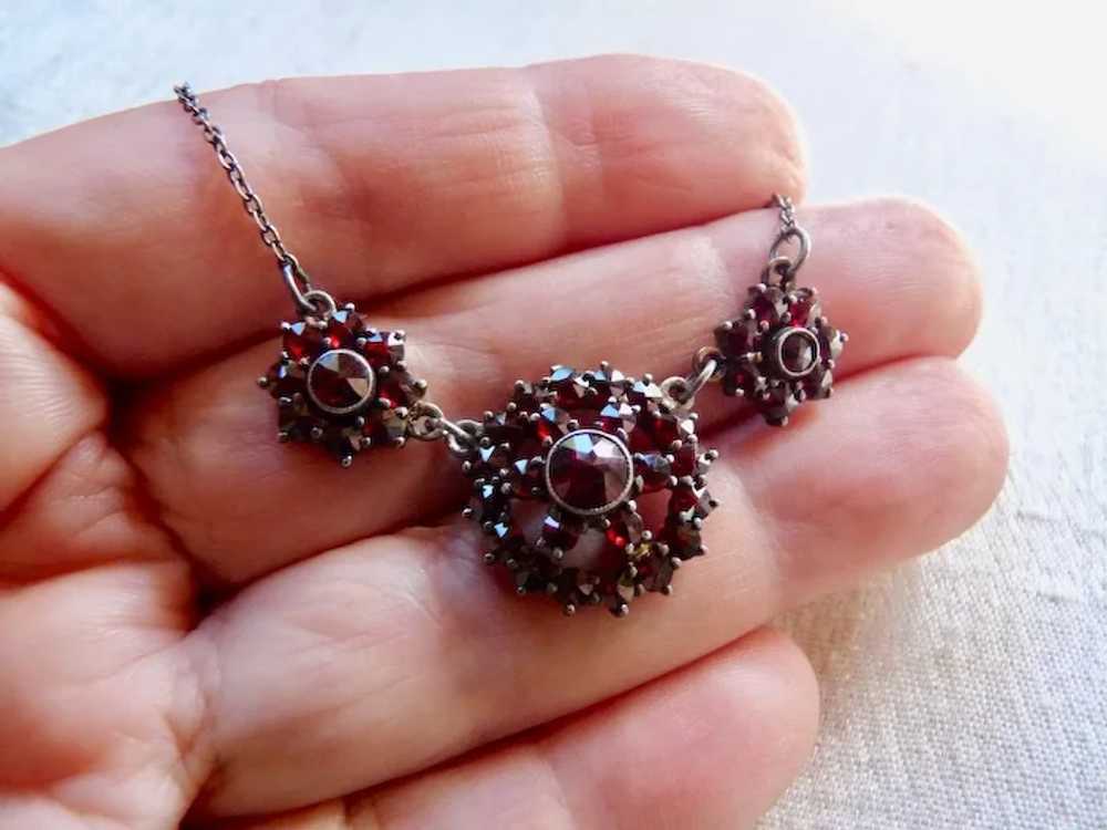 Vintage Bohemian Garnet Necklace Earrings Set - image 10