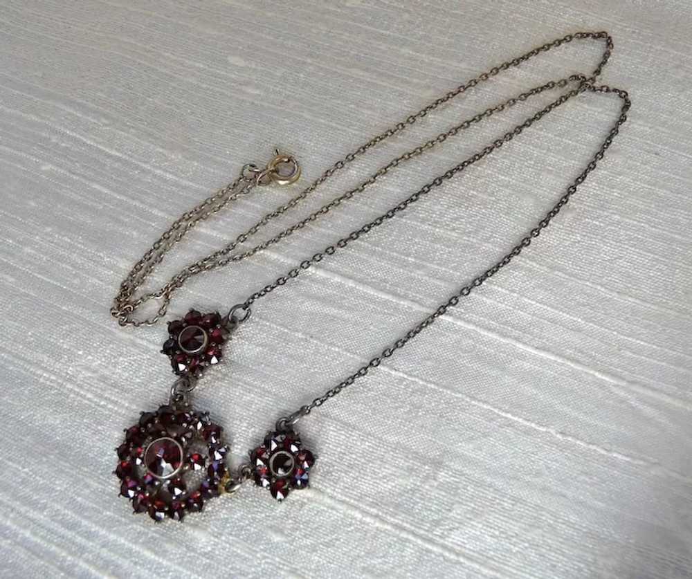 Vintage Bohemian Garnet Necklace Earrings Set - image 11