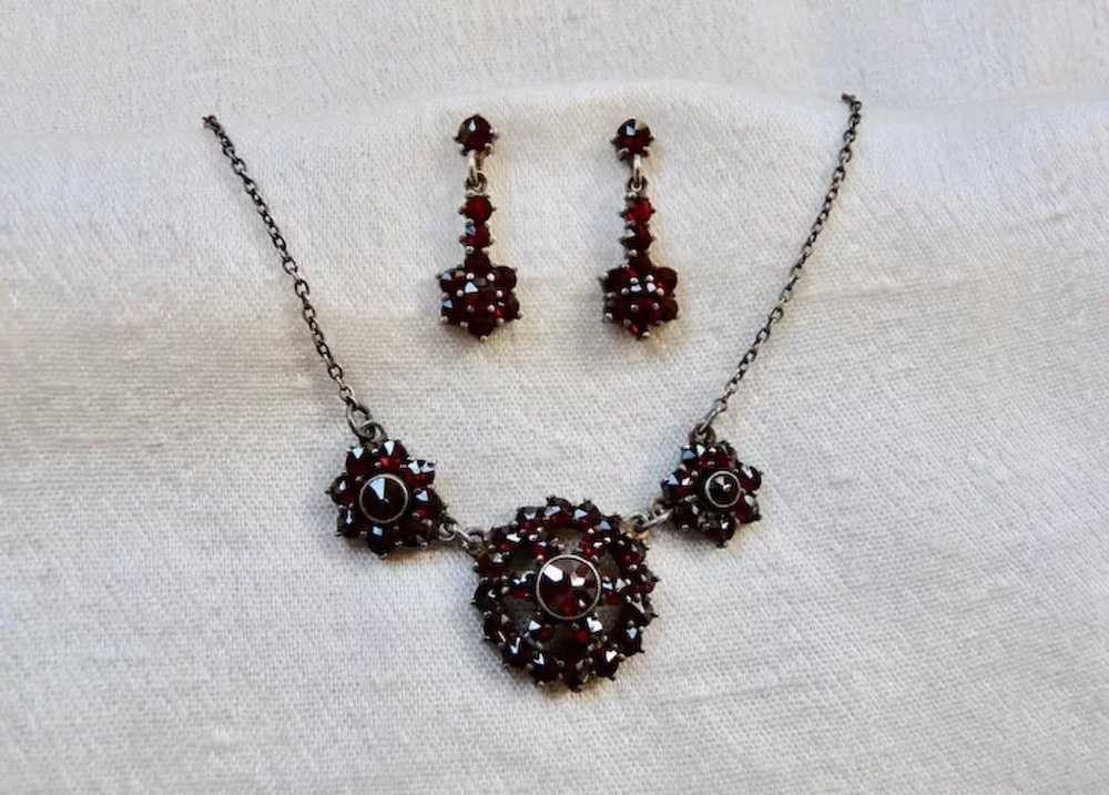 Vintage Bohemian Garnet Necklace Earrings Set - image 6