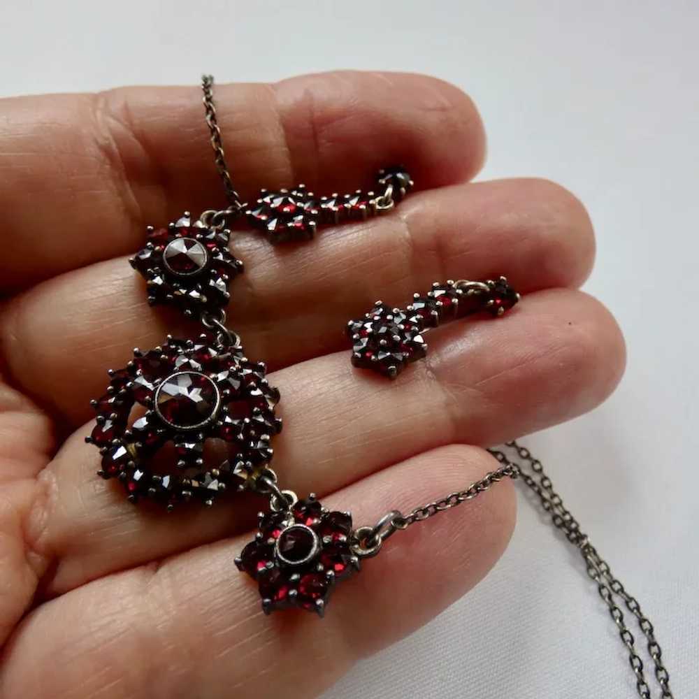 Vintage Bohemian Garnet Necklace Earrings Set - image 8