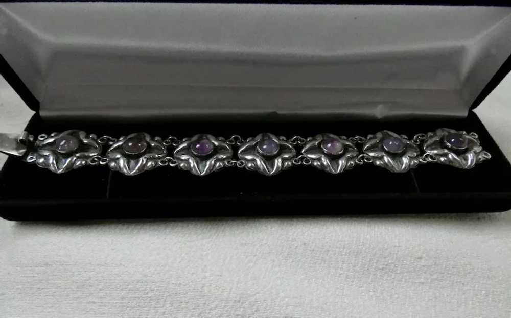 Early Mexican Sterling Silver Amethyst Bracelet - image 11