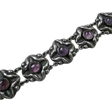 Early Mexican Sterling Silver Amethyst Bracelet - image 1
