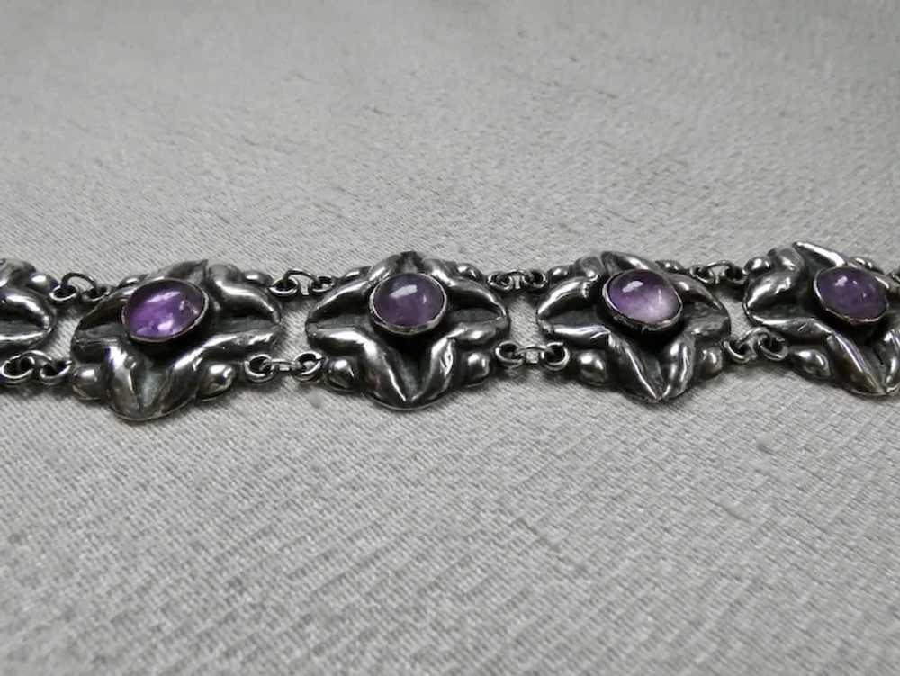 Early Mexican Sterling Silver Amethyst Bracelet - image 4