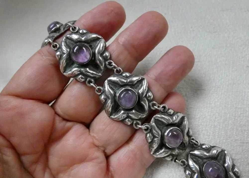 Early Mexican Sterling Silver Amethyst Bracelet - image 6