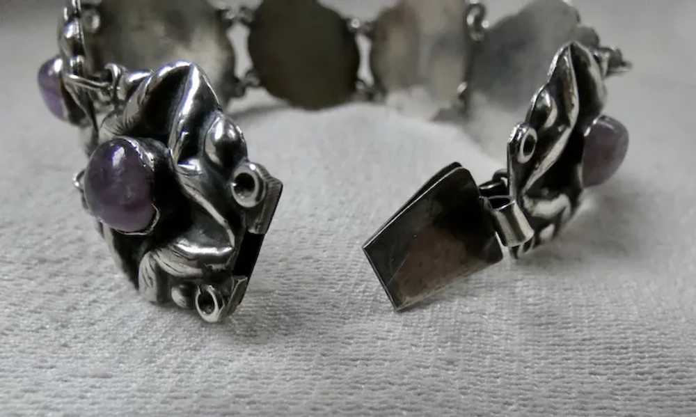 Early Mexican Sterling Silver Amethyst Bracelet - image 8