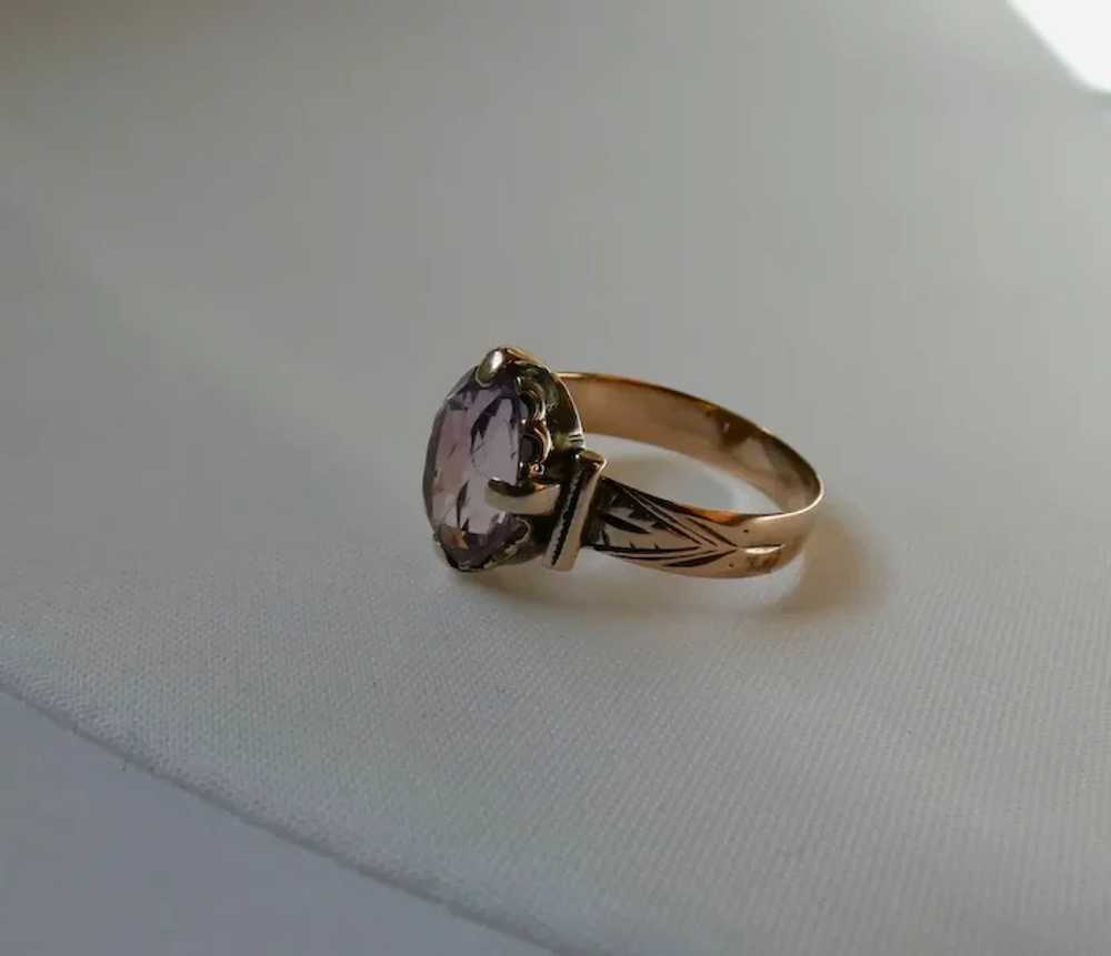 Antique Victorian 9K Gold Amethyst Ring - image 10