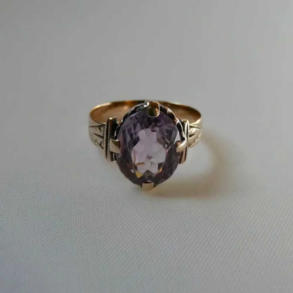 Antique Victorian 9K Gold Amethyst Ring - image 11