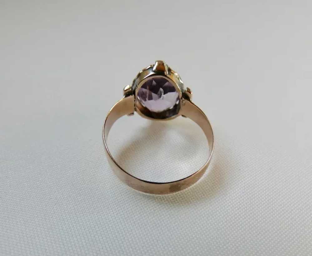 Antique Victorian 9K Gold Amethyst Ring - image 12