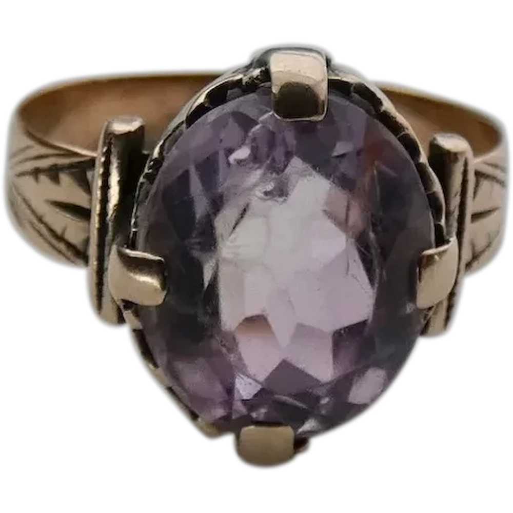 Antique Victorian 9K Gold Amethyst Ring - image 1