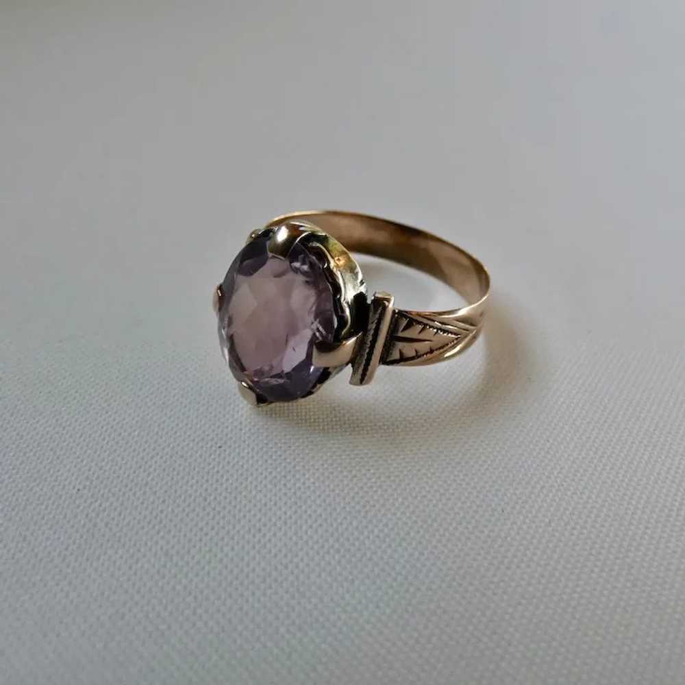 Antique Victorian 9K Gold Amethyst Ring - image 2