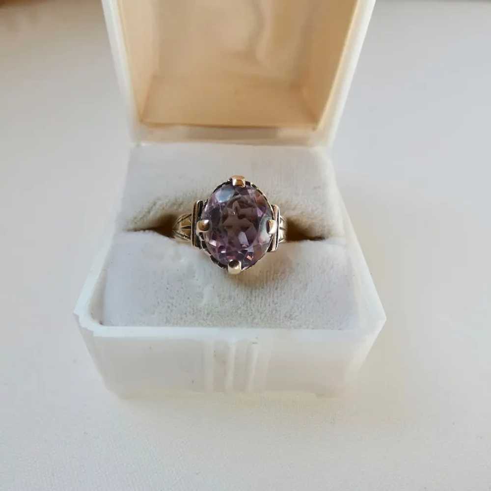 Antique Victorian 9K Gold Amethyst Ring - image 4