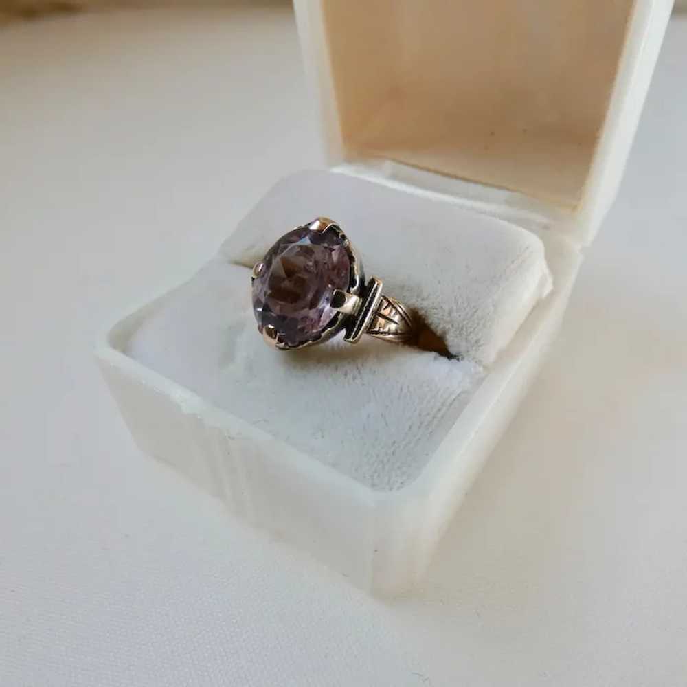 Antique Victorian 9K Gold Amethyst Ring - image 5