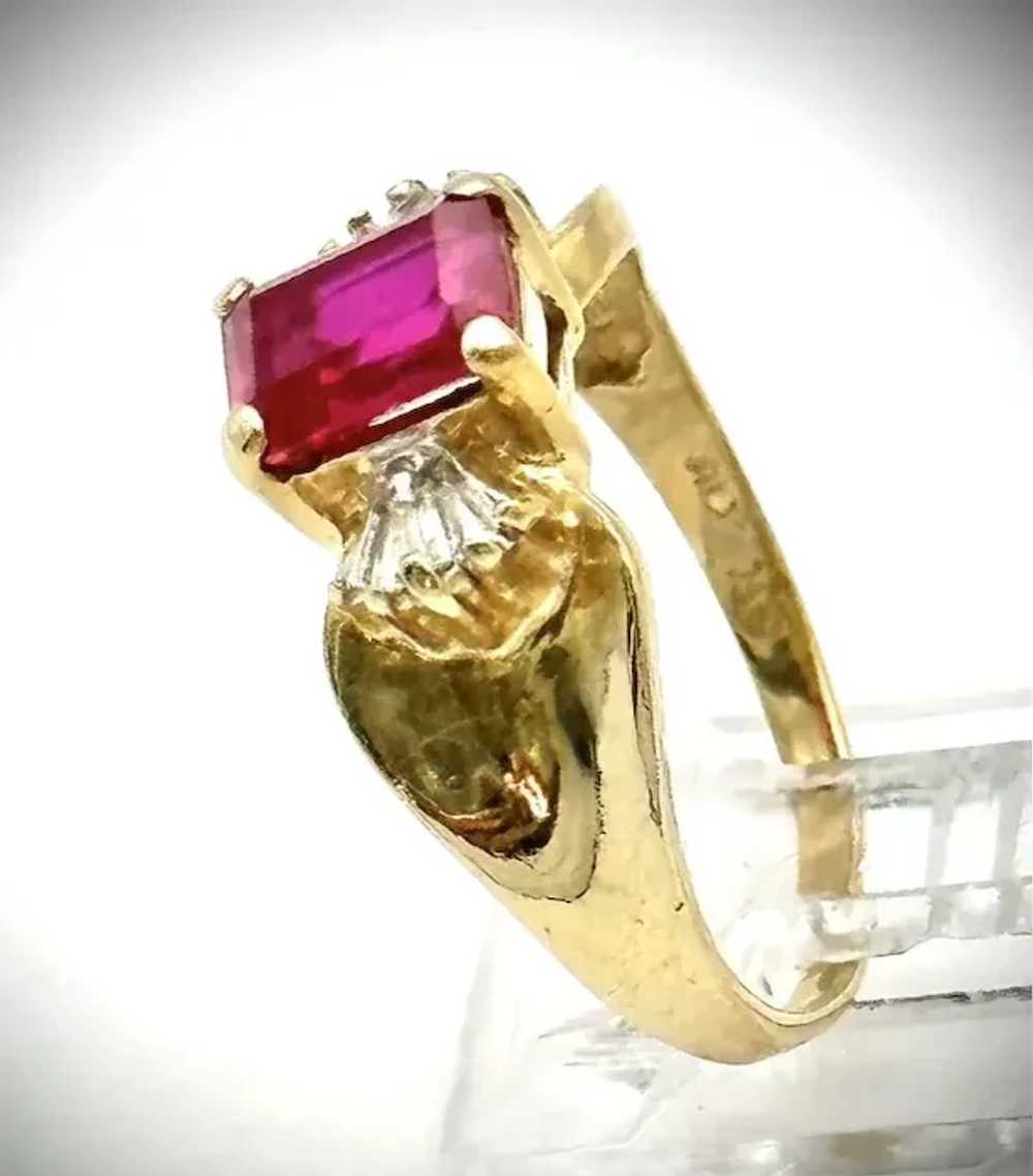 Ladies 14kt vintage ruby and diamond ring. - image 2