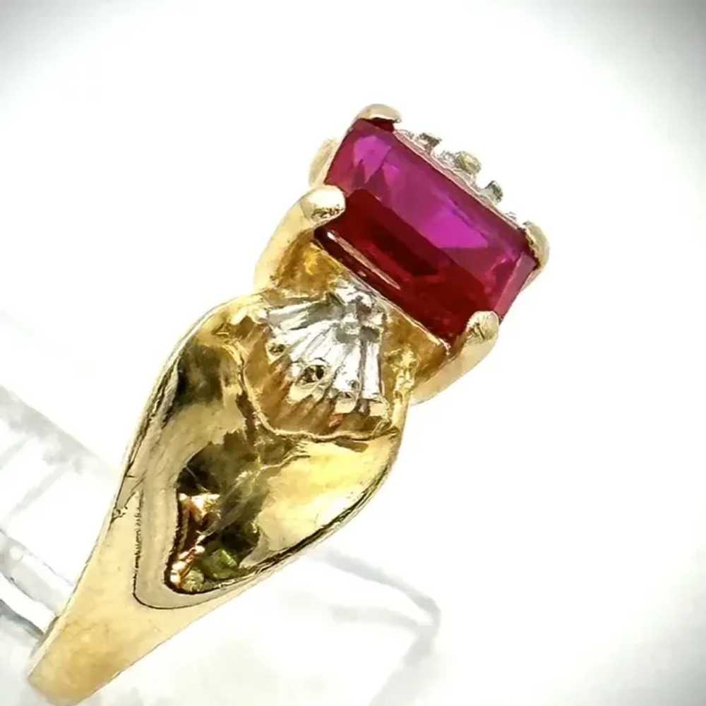Ladies 14kt vintage ruby and diamond ring. - image 3