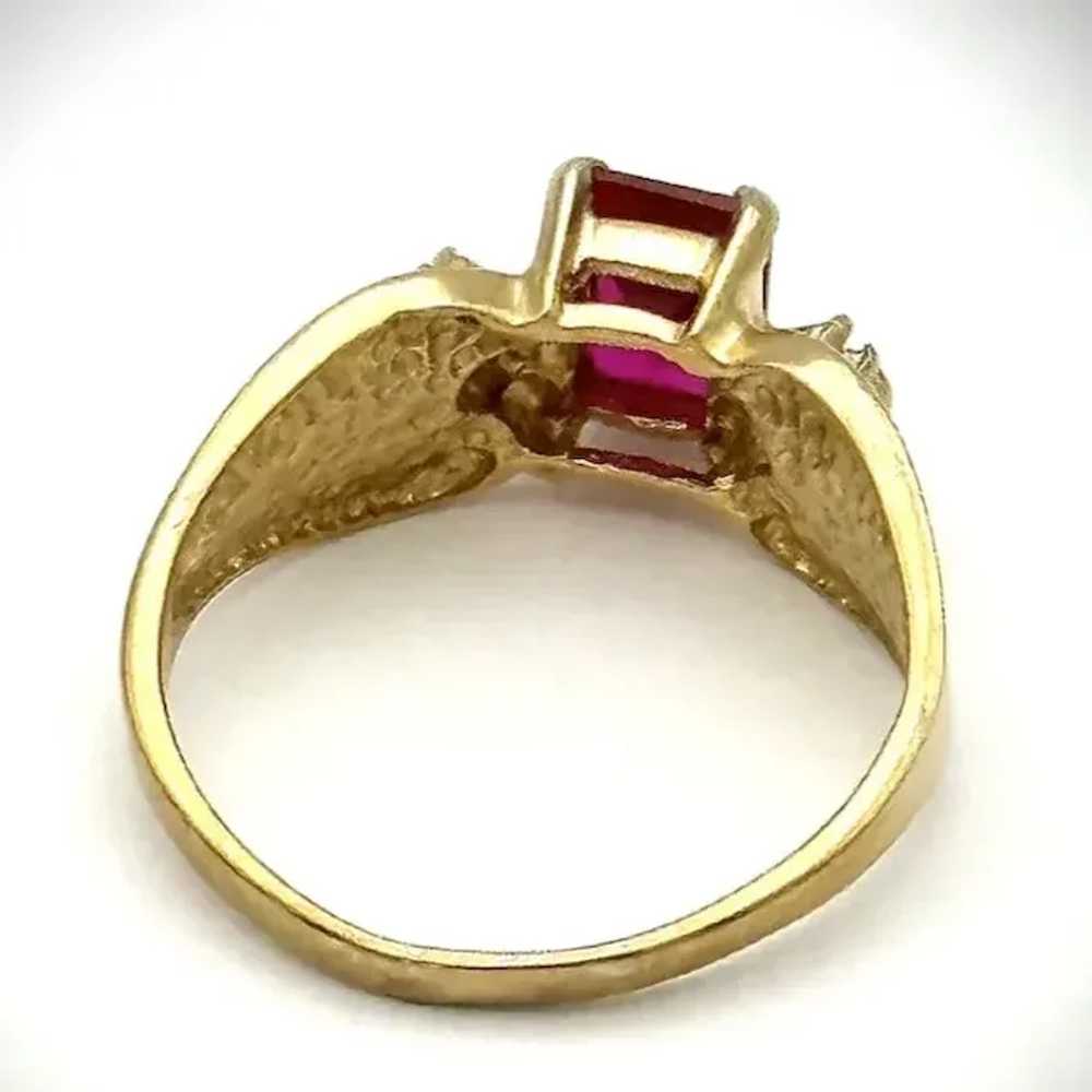 Ladies 14kt vintage ruby and diamond ring. - image 4