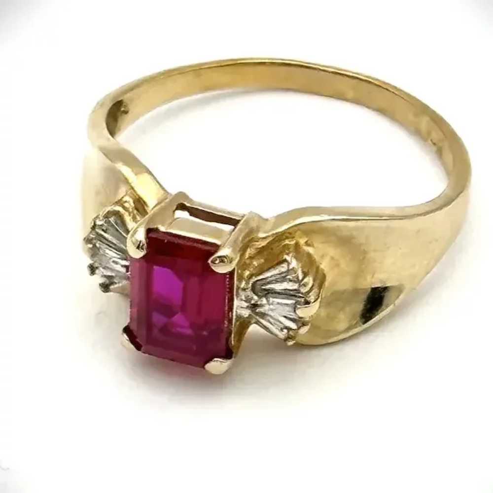 Ladies 14kt vintage ruby and diamond ring. - image 5