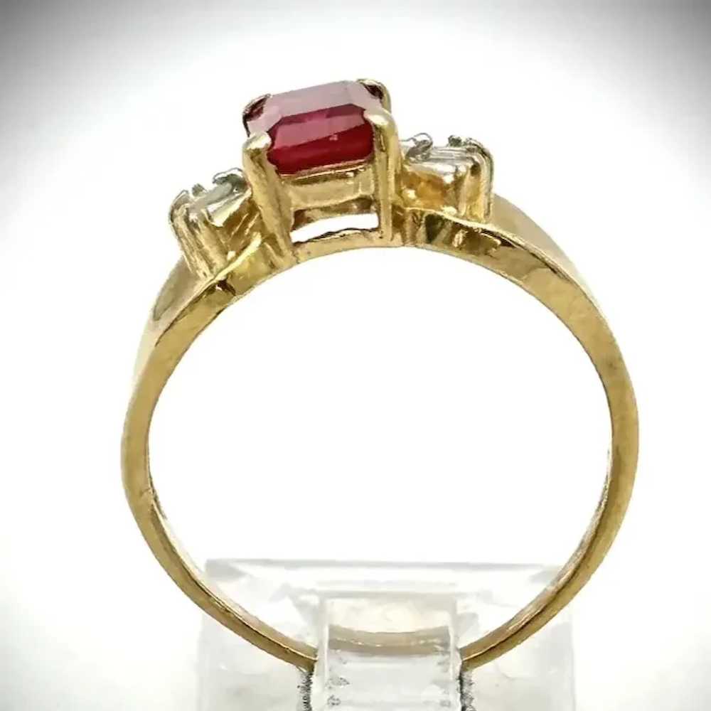 Ladies 14kt vintage ruby and diamond ring. - image 6
