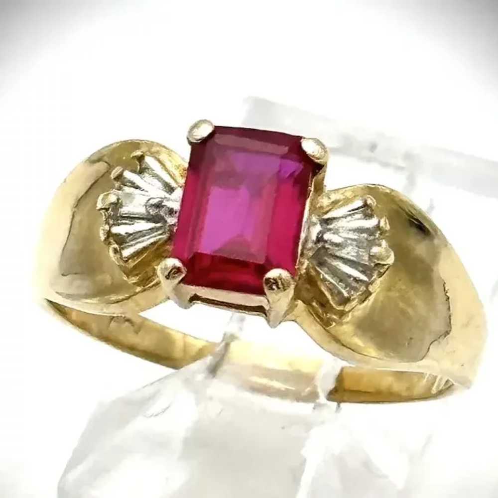 Ladies 14kt vintage ruby and diamond ring. - image 7