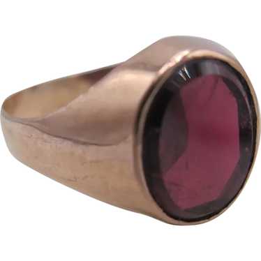 Antique Flat Cut Garnet Russian Ring - image 1