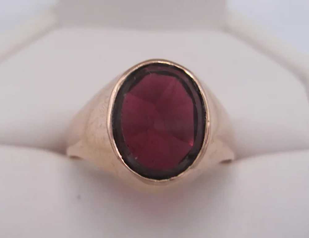 Antique Flat Cut Garnet Russian Ring - image 2
