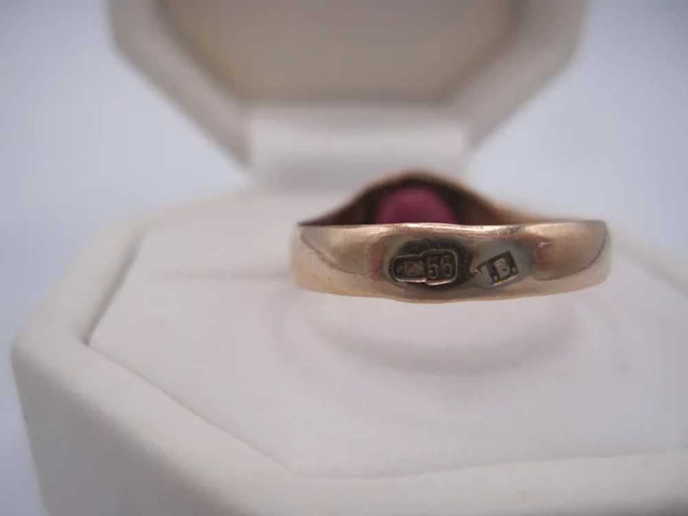 Antique Flat Cut Garnet Russian Ring - image 5