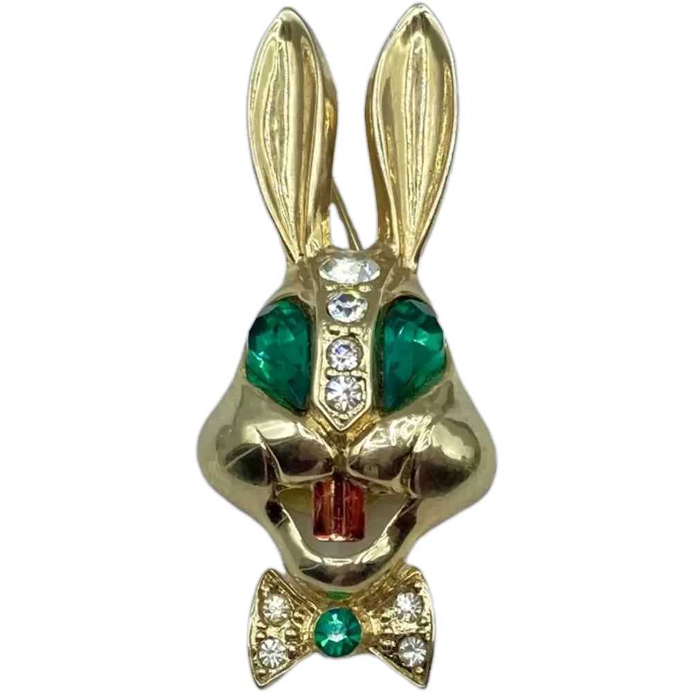 Vintage Karu Figural Rabbit Face Brooch - image 1