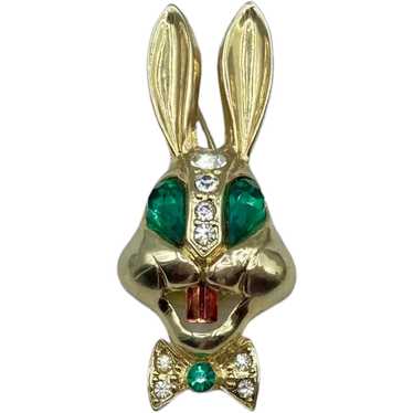 Vintage Karu Figural Rabbit Face Brooch - image 1