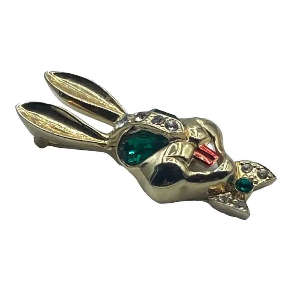 Vintage Karu Figural Rabbit Face Brooch - image 2