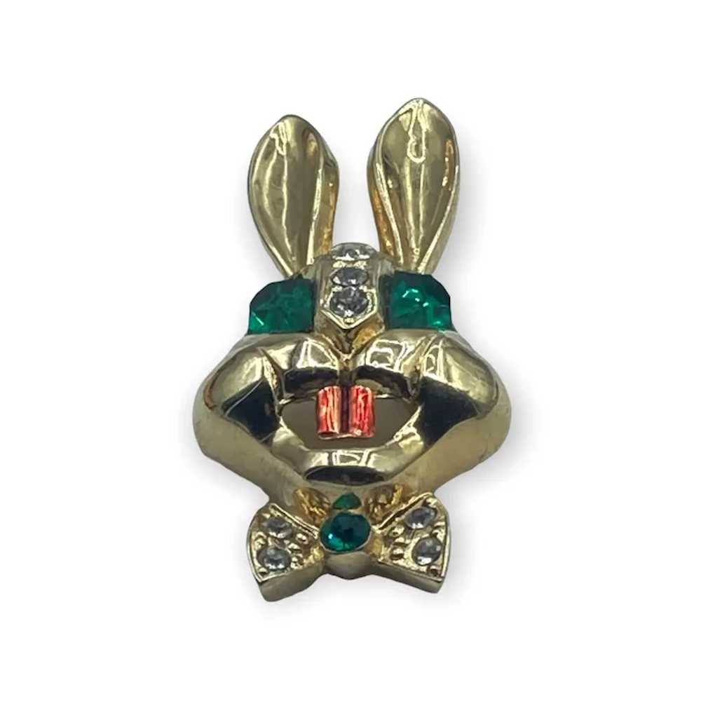 Vintage Karu Figural Rabbit Face Brooch - image 3