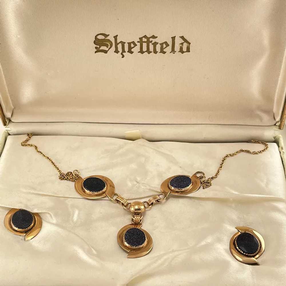 Sheffield 12K Gold Filled GoldStone Necklace and … - image 2