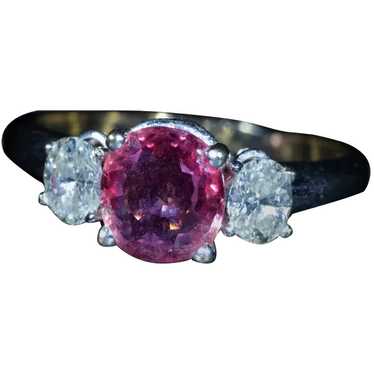 Vintage Pink Sapphire & Diamond Engagement Ring