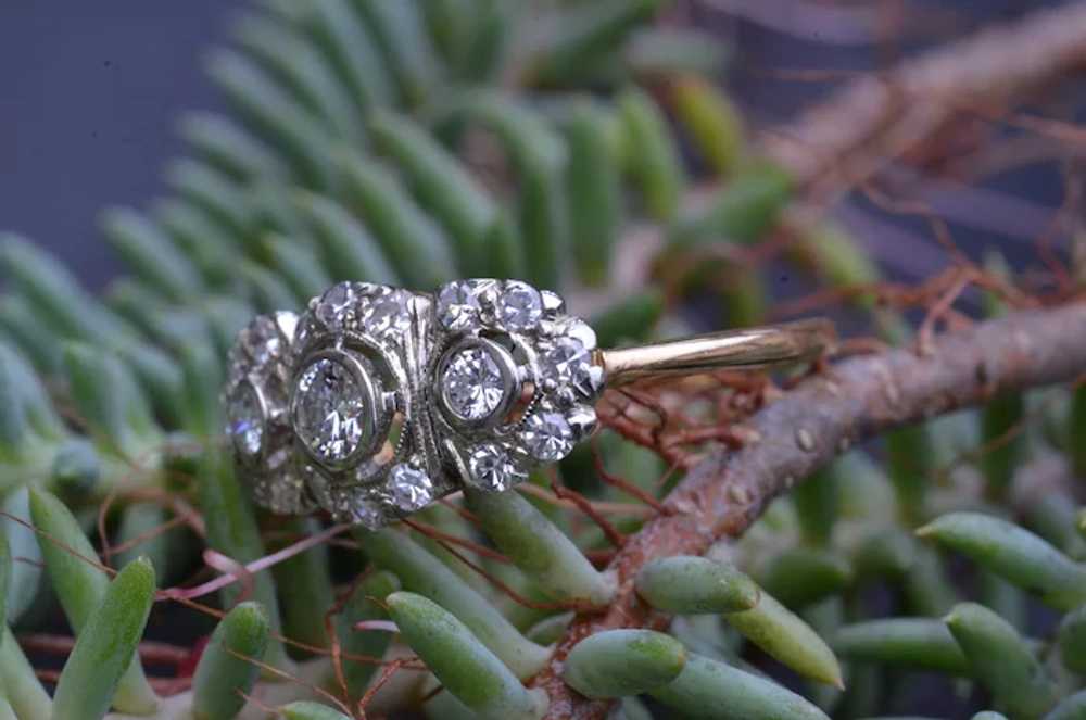 Antique Three Stone Halo Ring - image 4