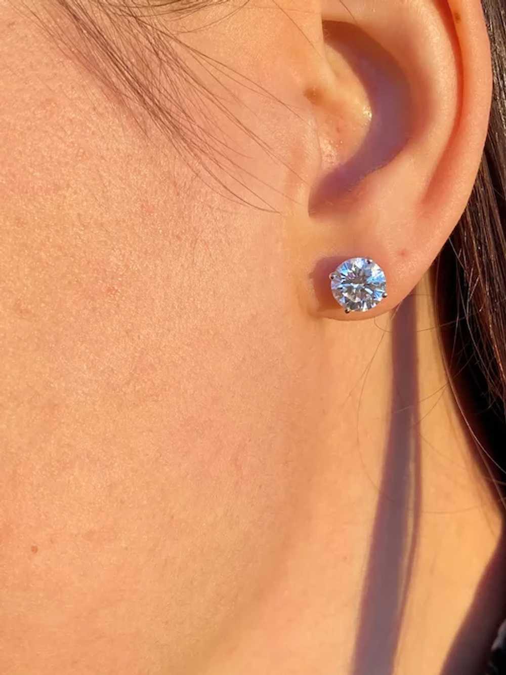 4.04 Carat Diamond Stud Earrings in White Gold - image 3