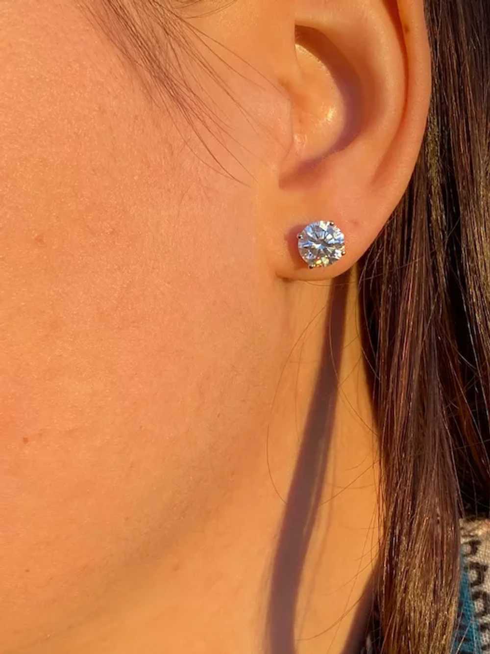 4.04 Carat Diamond Stud Earrings in White Gold - image 4