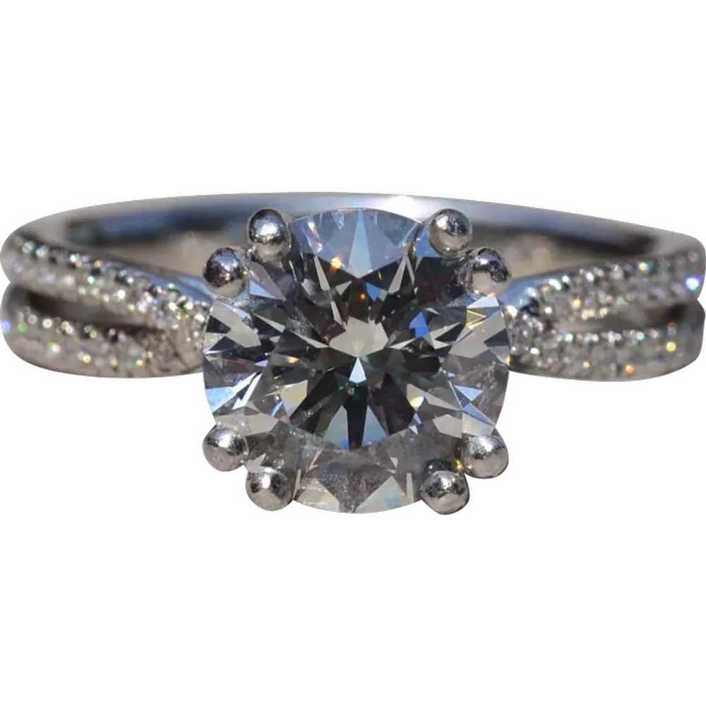 Platinum Engagement Ring with 2.02 Carat Round Br… - image 1