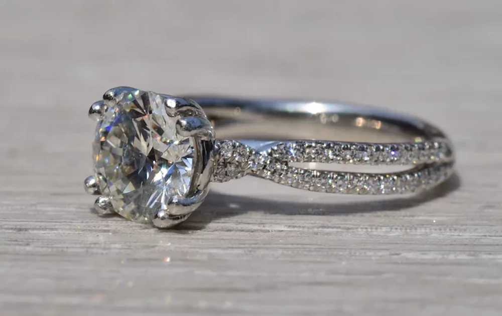 Platinum Engagement Ring with 2.02 Carat Round Br… - image 2