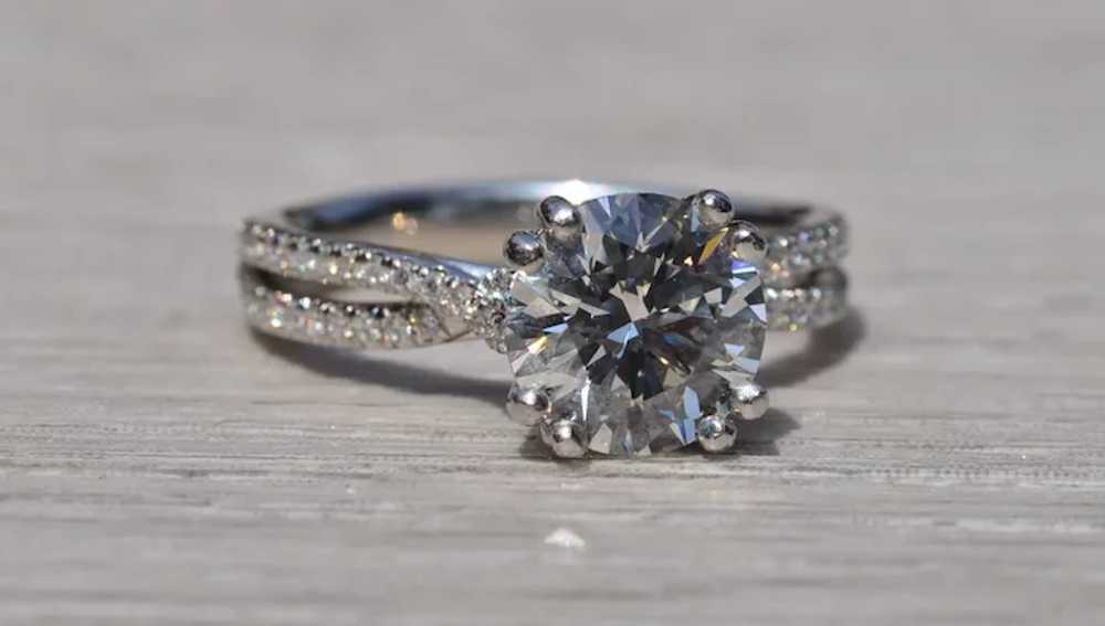 Platinum Engagement Ring with 2.02 Carat Round Br… - image 5