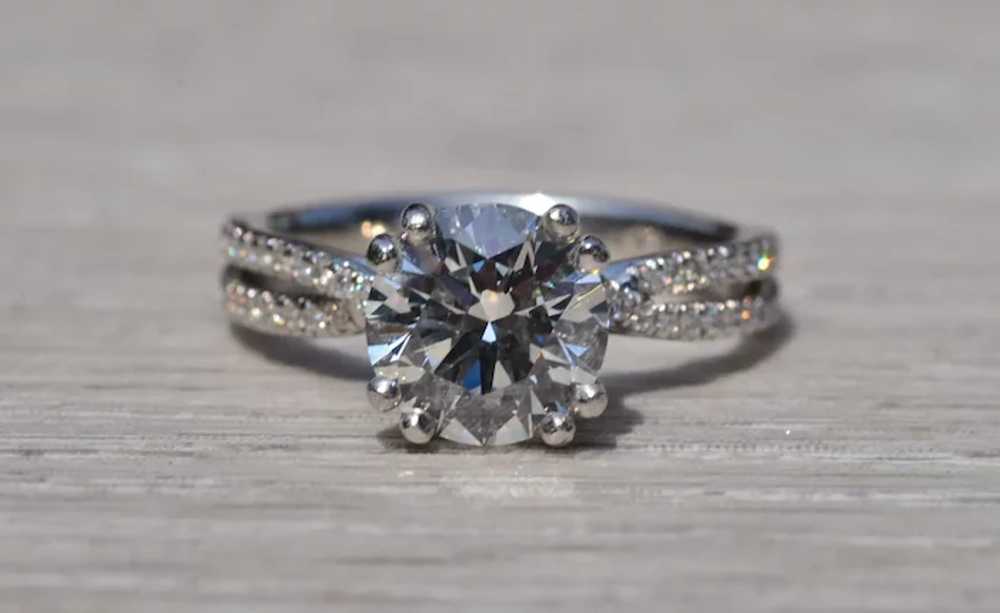 Platinum Engagement Ring with 2.02 Carat Round Br… - image 6