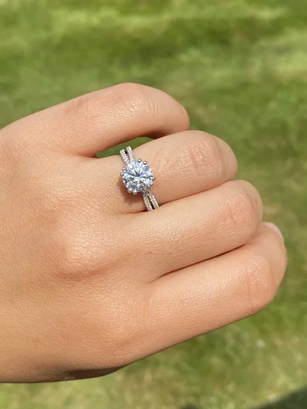 Platinum Engagement Ring with 2.02 Carat Round Br… - image 9