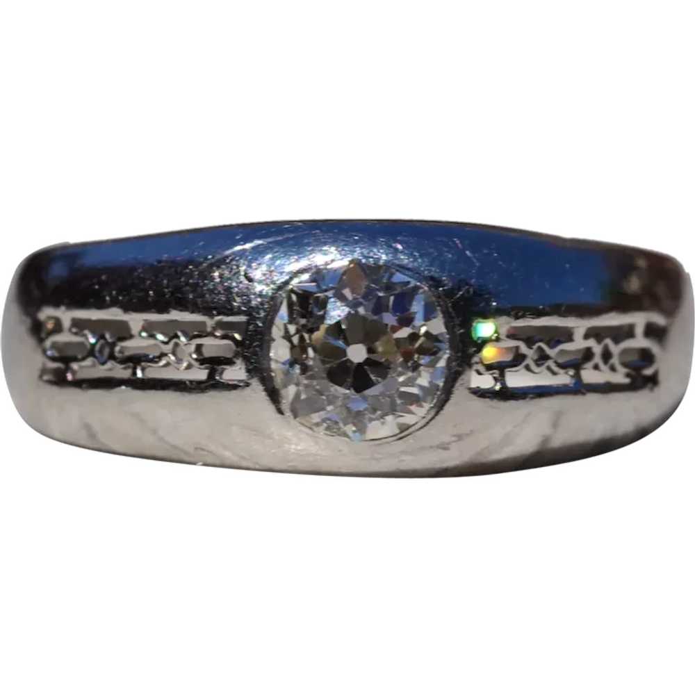 Antique Art Deco Platinum 'Gypsie' Style Ring wit… - image 1