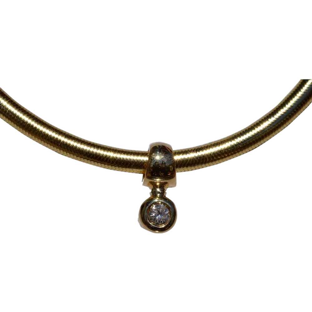Diamond Slide on Tubular Gold Necklace - image 1