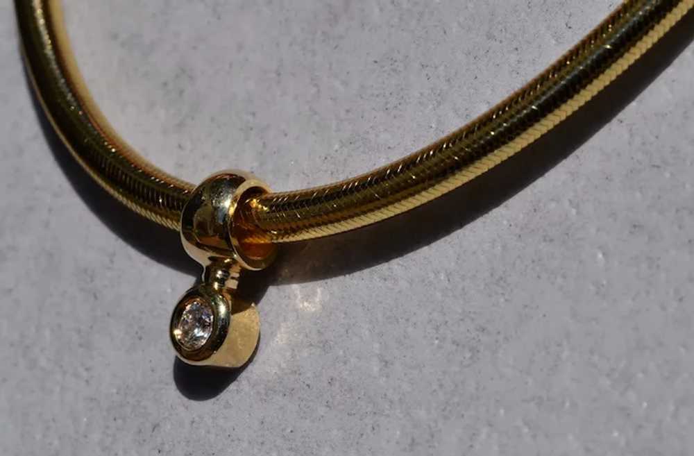 Diamond Slide on Tubular Gold Necklace - image 2