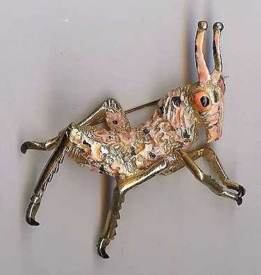 Vintage Hattie Carnegie figural Grasshopper Brooch