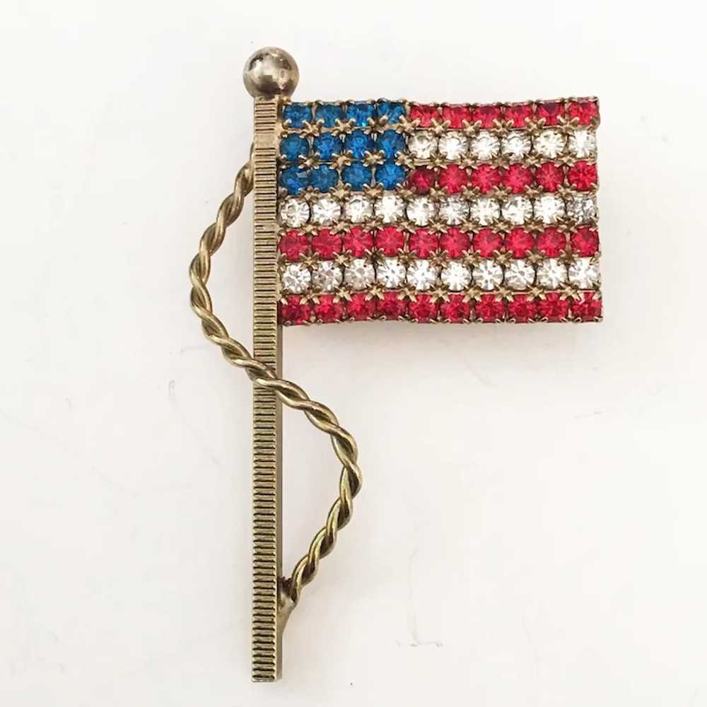 Patriotic U.S. Flag brooch & earring set - Red Wh… - image 2